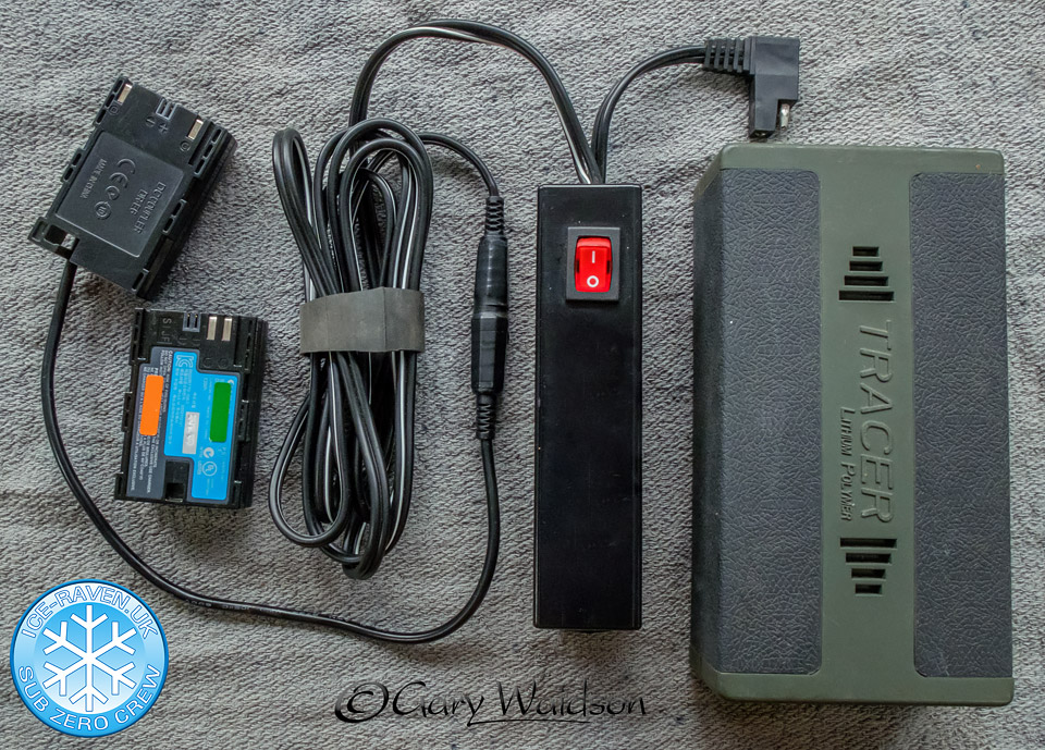12V Power Pack for running a DSLR camera in extreme cold conditions. - Ice Raven - Sub Zero Adventure - Copyright Gary Waidson, All rights reserved.