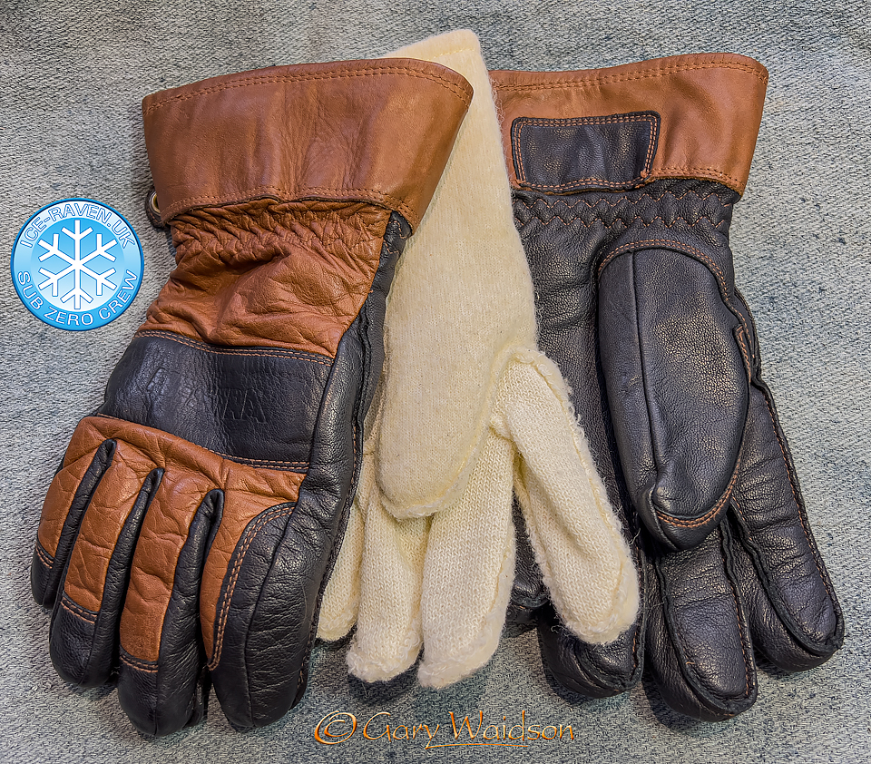 Leather Gloves  - Ice Raven - Sub Zero Adventure - Copyright Gary Waidson, All rights reserved.