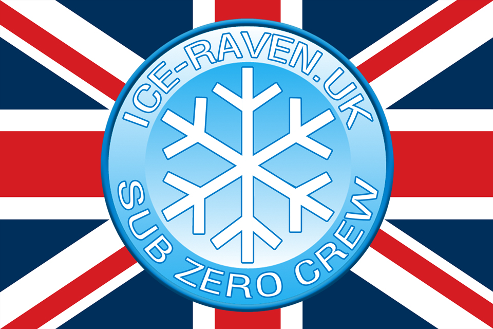 The Ice Raven / Sub Zero Crew flag. - Ice Raven - Sub Zero Adventure - Copyright Gary Waidson, All rights reserved.