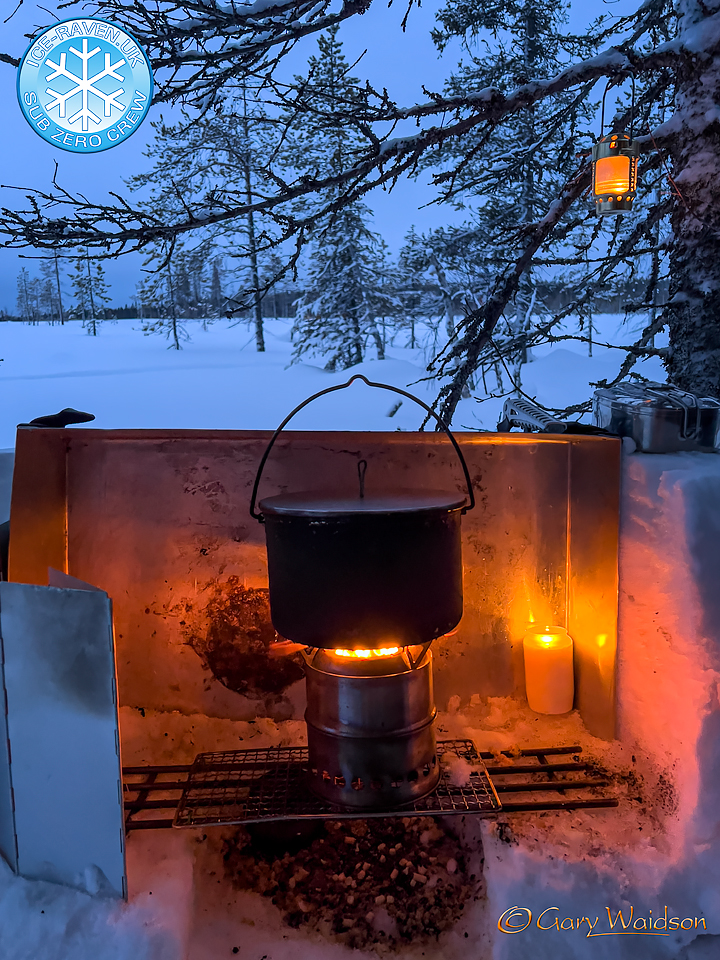 Cooking in the Arctic Night - Ice Raven - Sub Zero Adventure - Copyright Gary Waidson, All rights reserved.